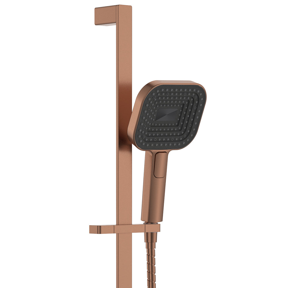 Fienza Kuro Rail Shower Soft Square Head Brushed Copper