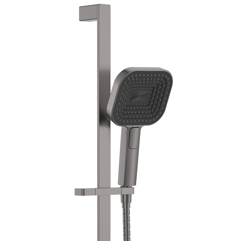 Fienza Kuro Rail Shower Soft Square Head Gun Metal