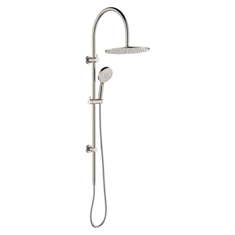Fienza Empire Slim Curved Twin Shower Brushed Nickel