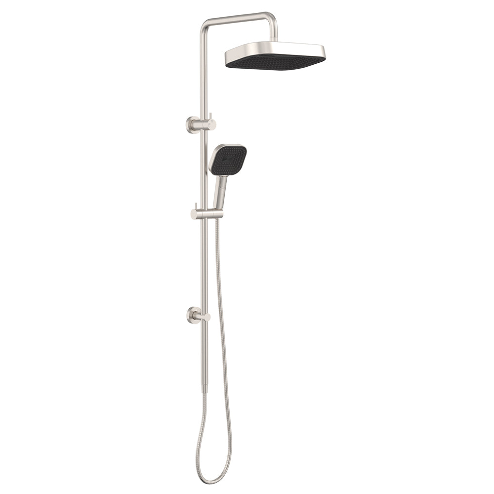 Fienza Kuro Twin Shower Soft Square Head Brushed Nickel