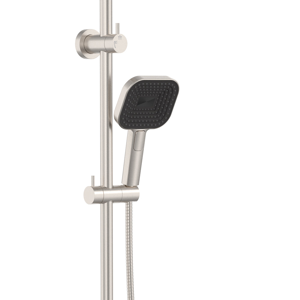 Fienza Kuro Twin Shower Soft Square Head Brushed Nickel