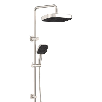 Fienza Kuro Twin Shower Soft Square Head Brushed Nickel