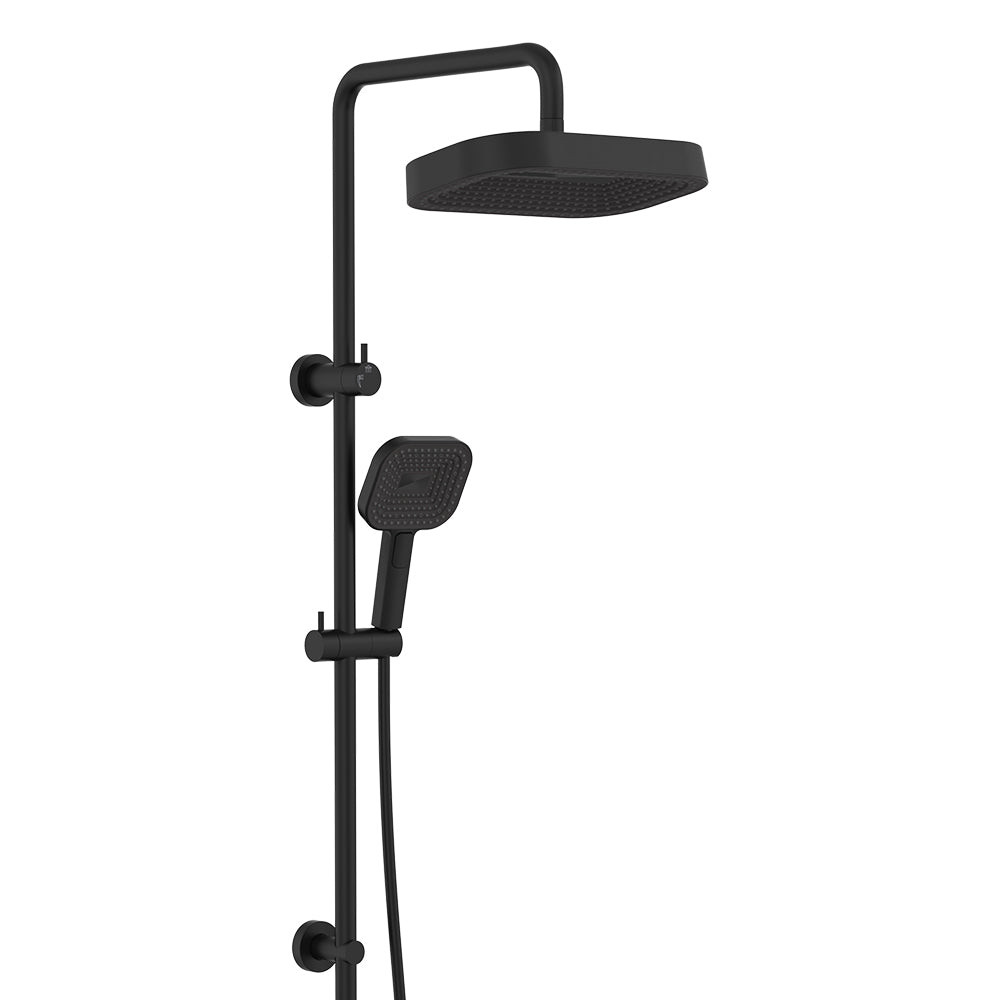 Fienza Kuro Twin Shower Soft Square Head Matte Black