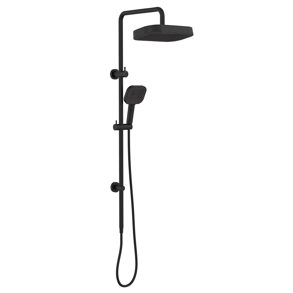 Fienza Kuro Twin Shower Soft Square Head Matte Black