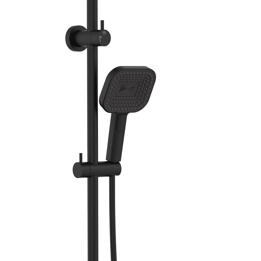 Fienza Kuro Twin Shower Soft Square Head Matte Black