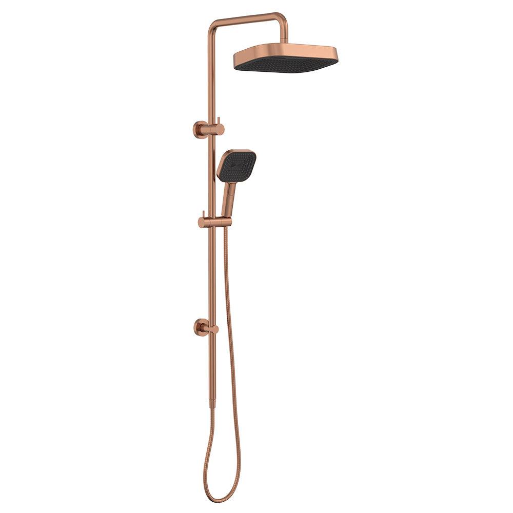 Fienza Kuro Twin Shower Soft Square Head Brushed Copper