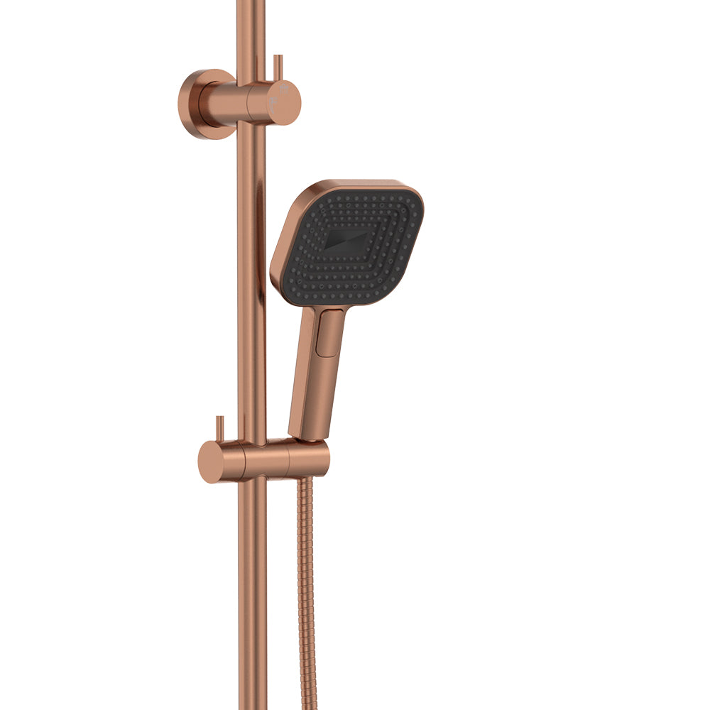 Fienza Kuro Twin Shower Soft Square Head Brushed Copper