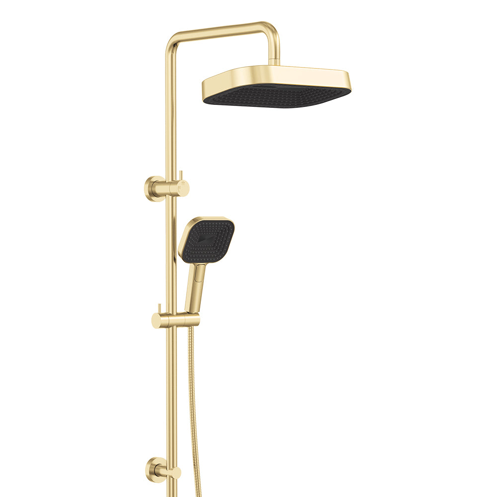 Fienza Kuro Twin Shower Soft Square Head Urban Brass