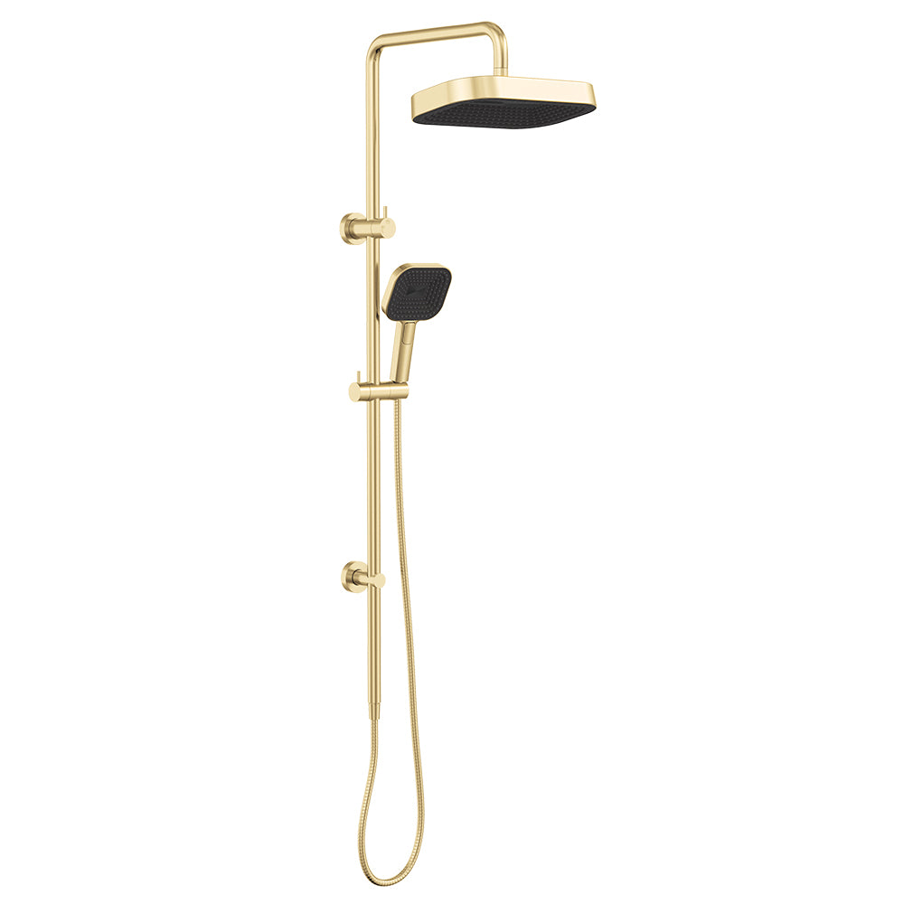 Fienza Kuro Twin Shower Soft Square Head Urban Brass
