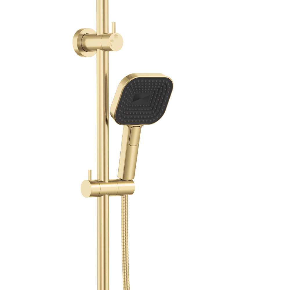 Fienza Kuro Twin Shower Soft Square Head Urban Brass