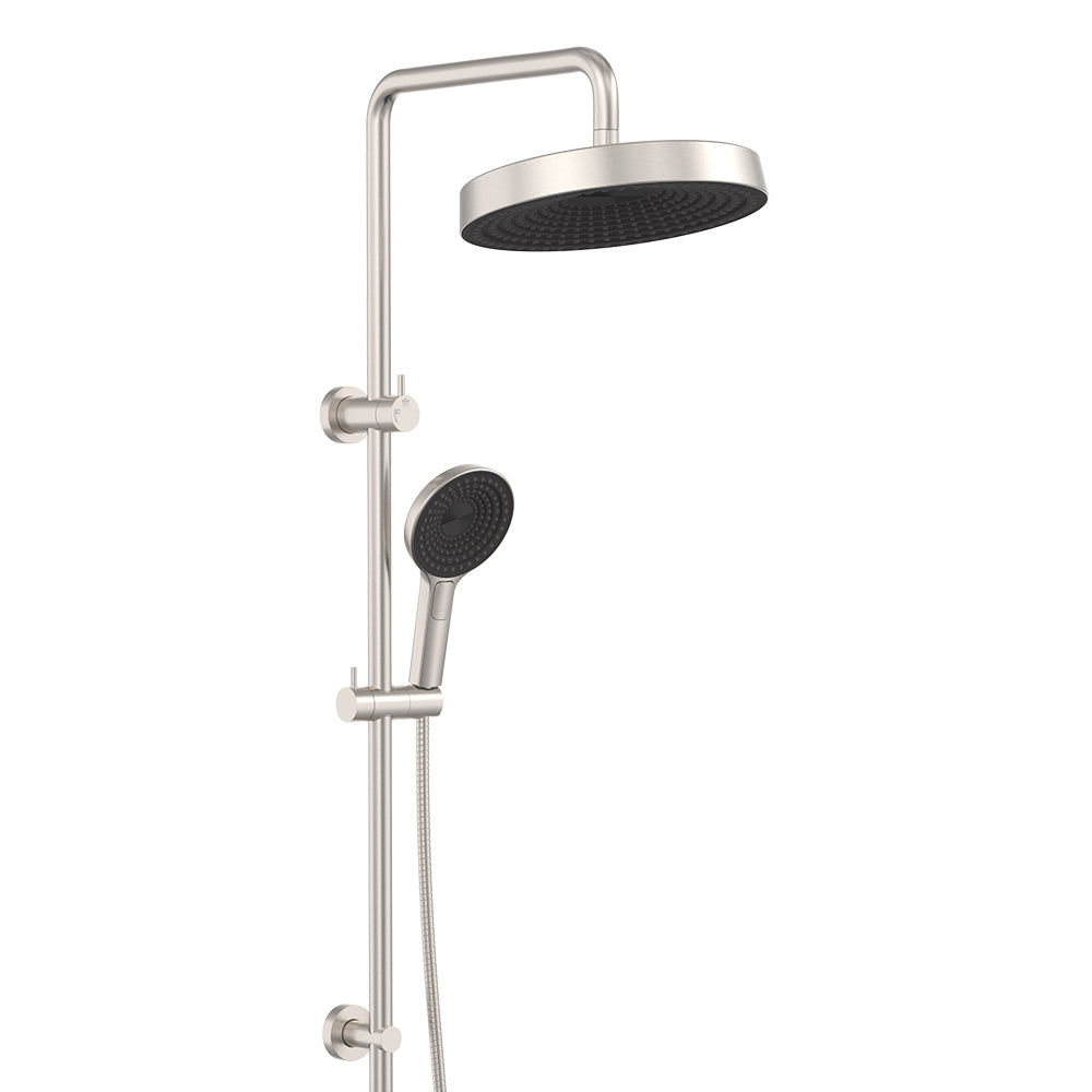 Fienza Kuro Twin Shower Round Head Brushed Nickel