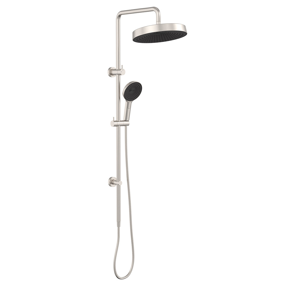 Fienza Kuro Twin Shower Round Head Brushed Nickel