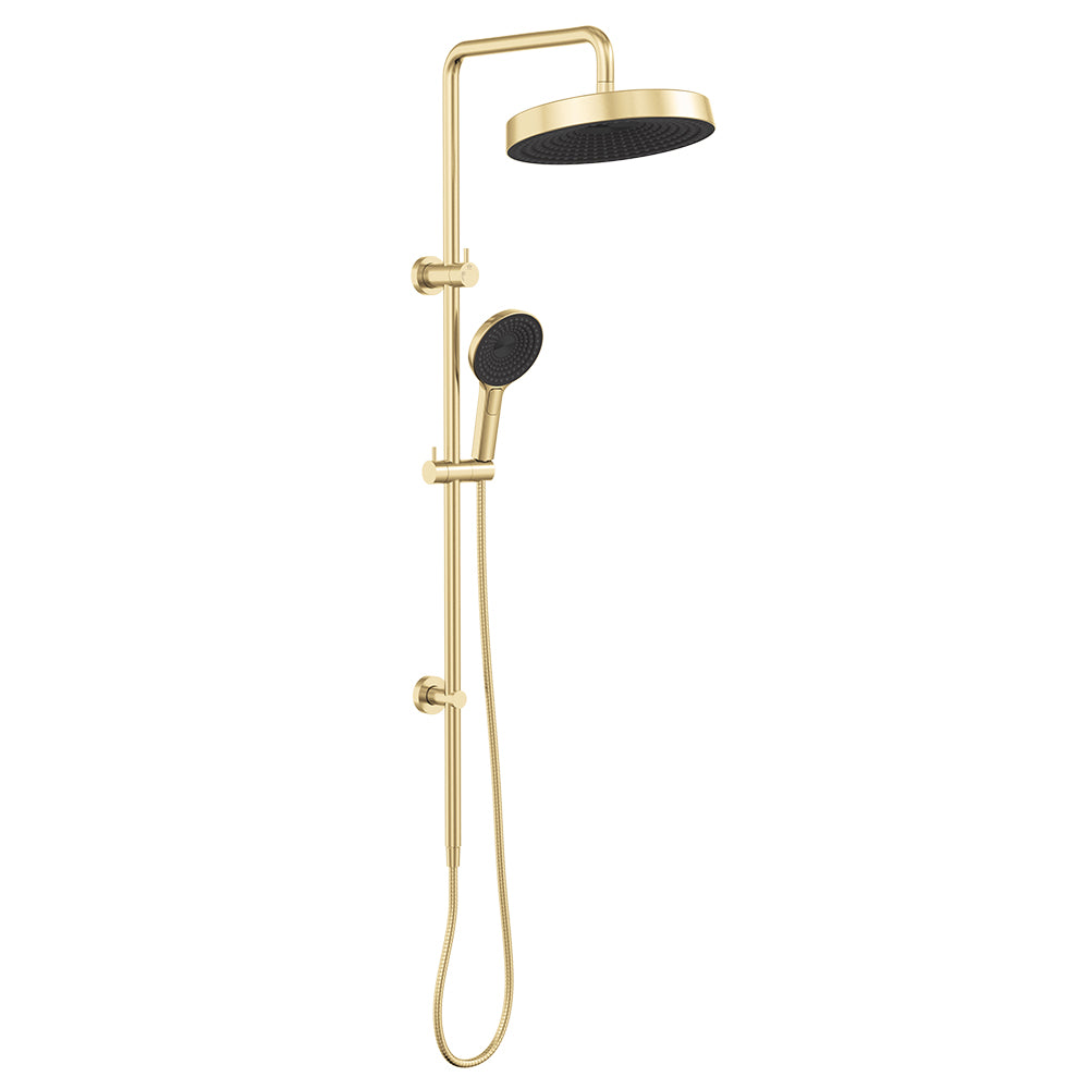 Fienza Kuro Twin Shower Round Head Urban Brass