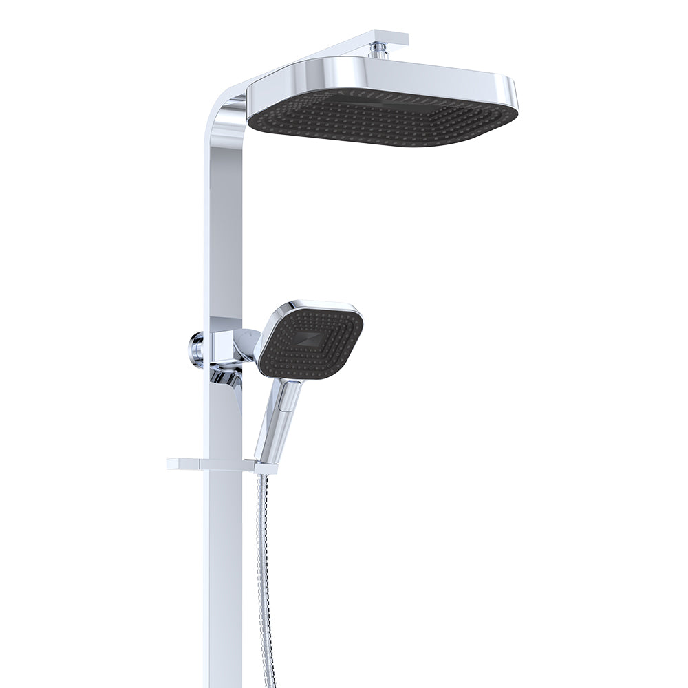Fienza Kuro Deluxe Twin Shower Soft Square Head Chrome