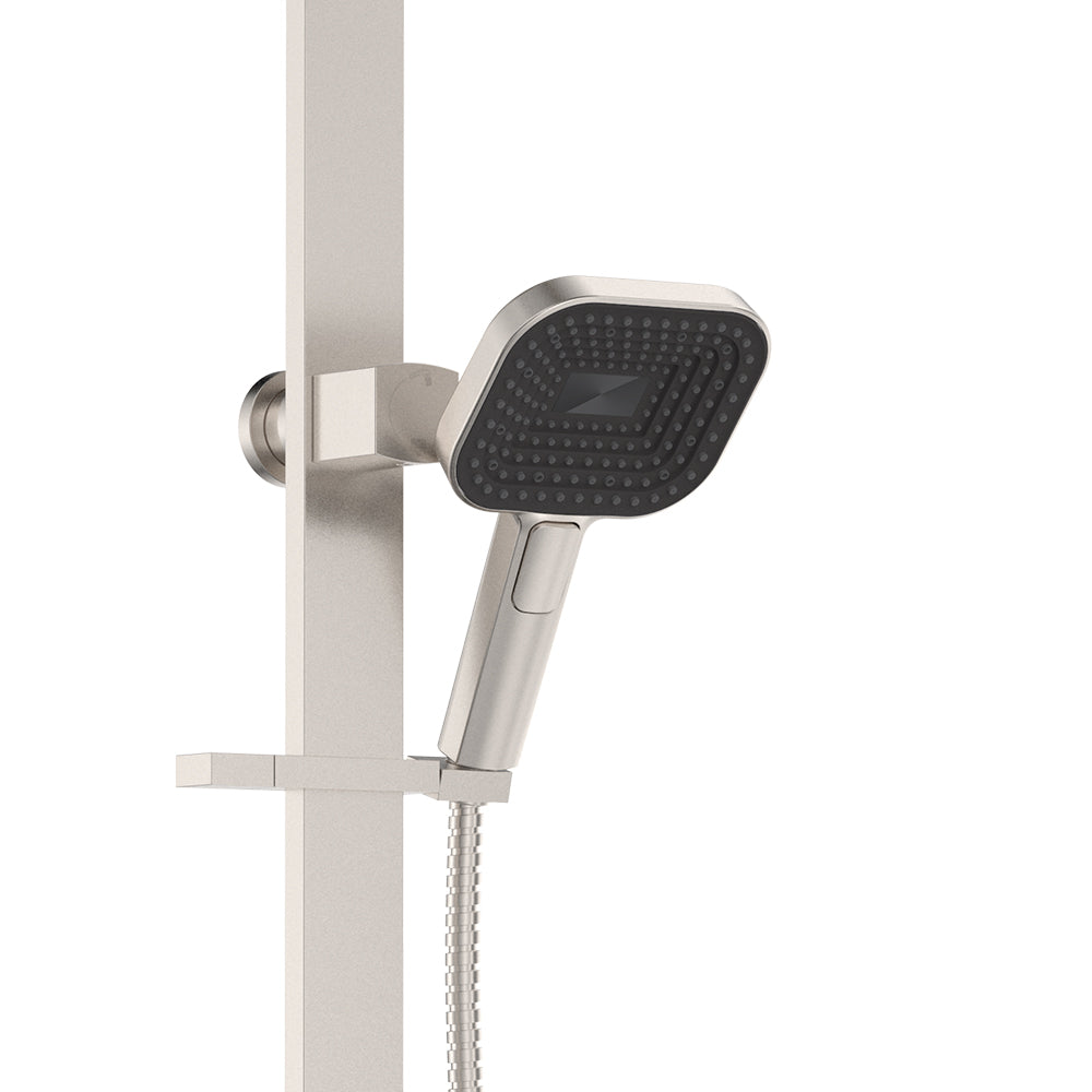Fienza Kuro Deluxe Twin Shower Soft Square Head Brushed Nickel