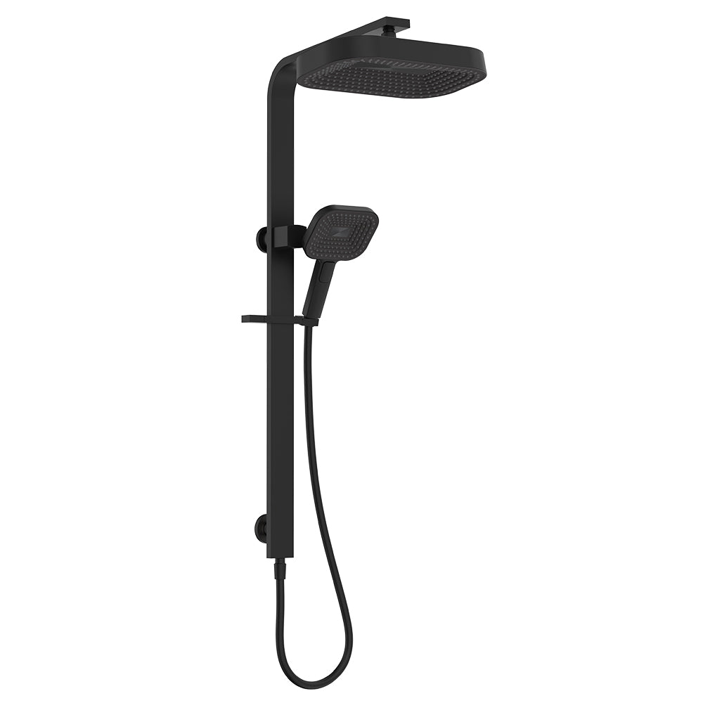 Fienza Kuro Deluxe Twin Shower Soft Square Head Matte Black