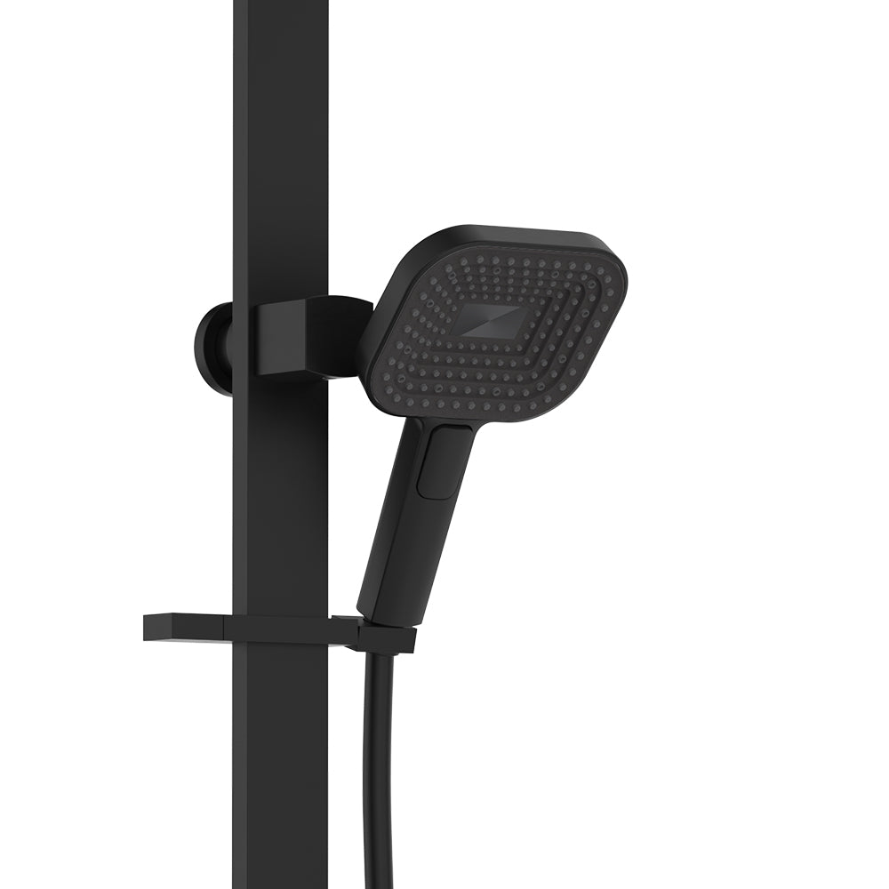 Fienza Kuro Deluxe Twin Shower Soft Square Head Matte Black