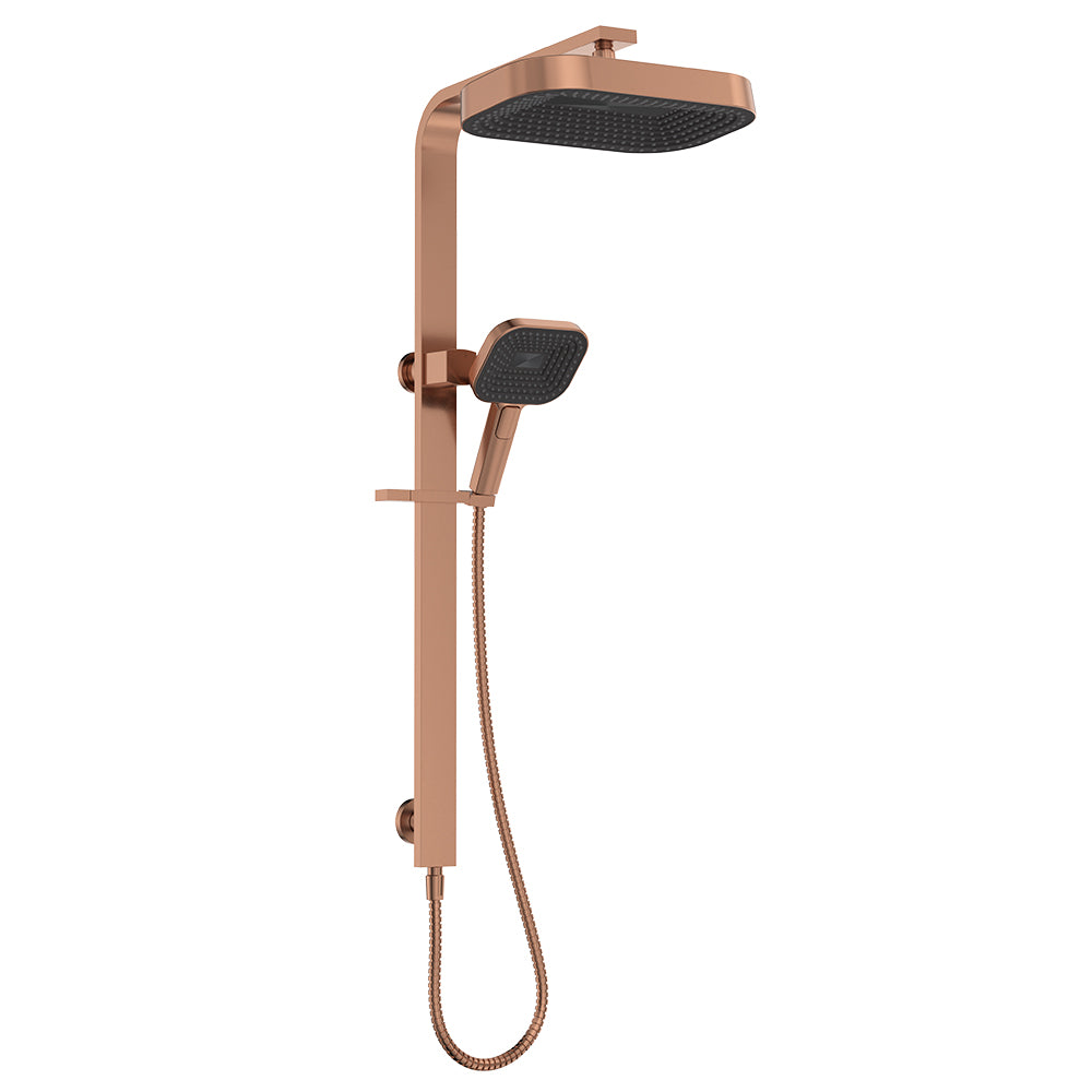 Fienza Kuro Deluxe Twin Shower Soft Square Head Brushed Copper
