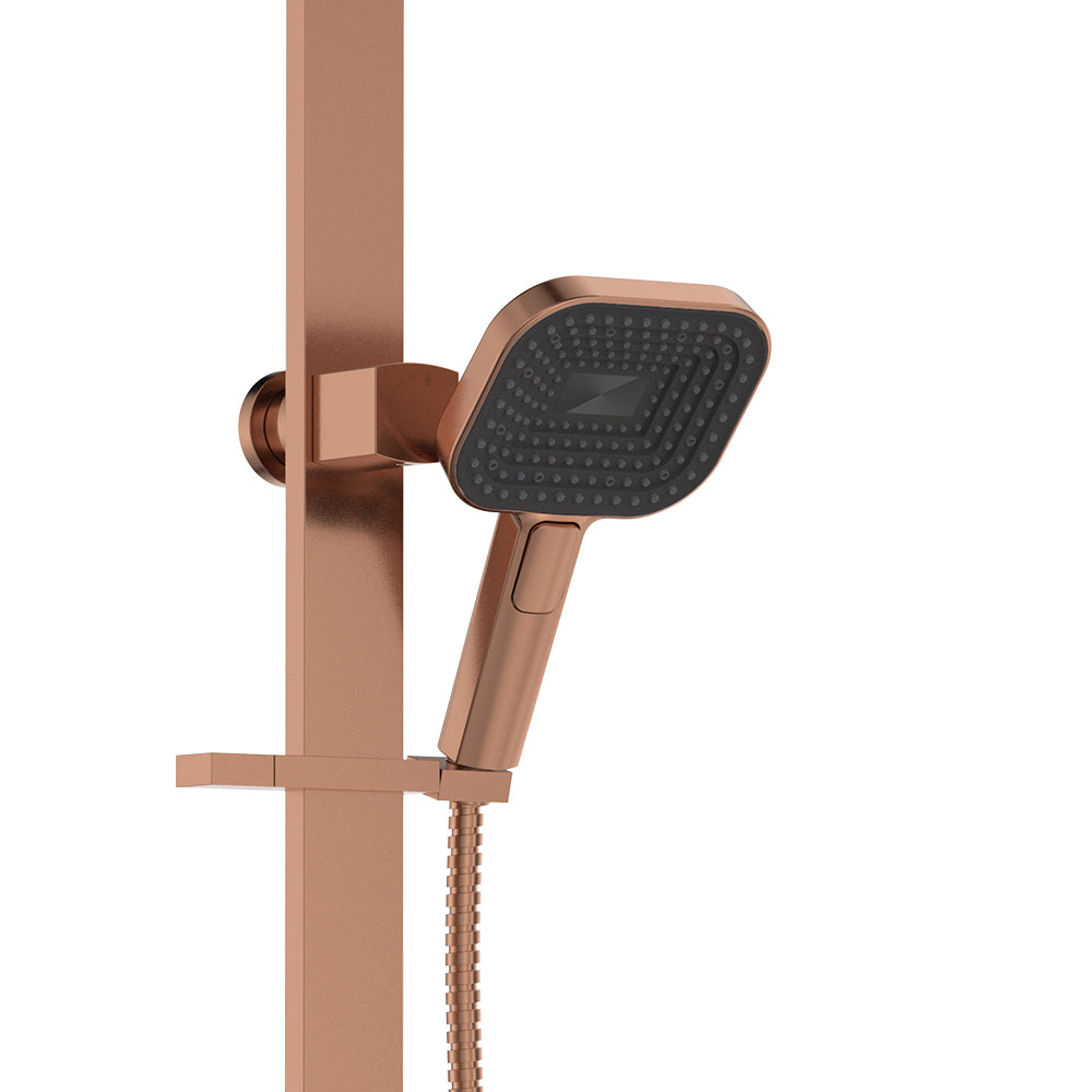 Fienza Kuro Deluxe Twin Shower Soft Square Head Brushed Copper