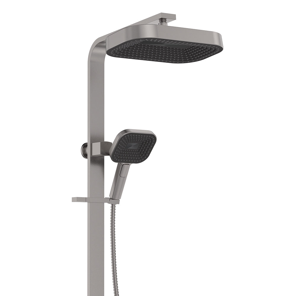Fienza Kuro Deluxe Twin Shower Soft Square Head Gun Metal