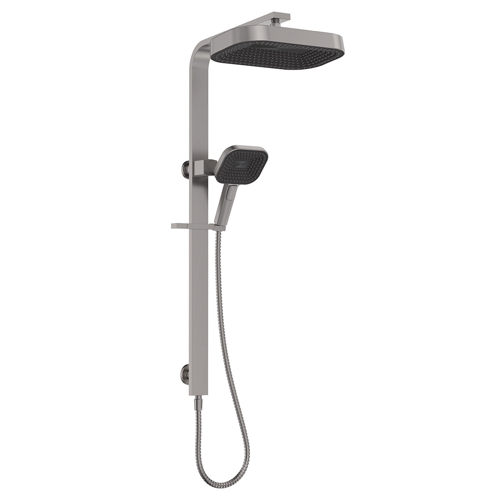 Fienza Kuro Deluxe Twin Shower Soft Square Head Gun Metal