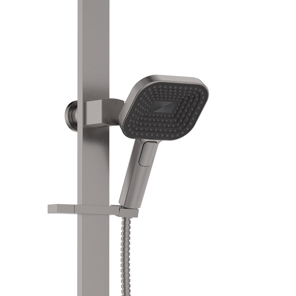 Fienza Kuro Deluxe Twin Shower Soft Square Head Gun Metal