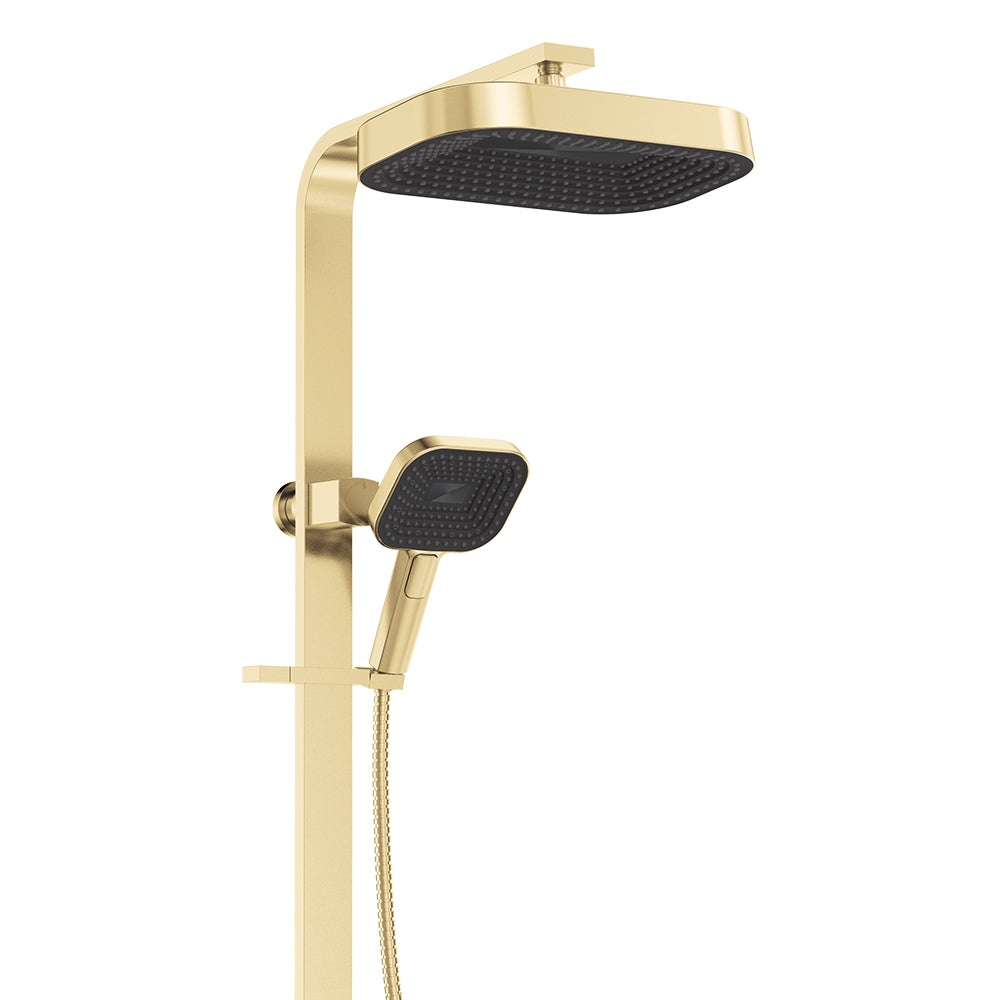 Fienza Kuro Deluxe Twin Shower Soft Square Head Urban Brass