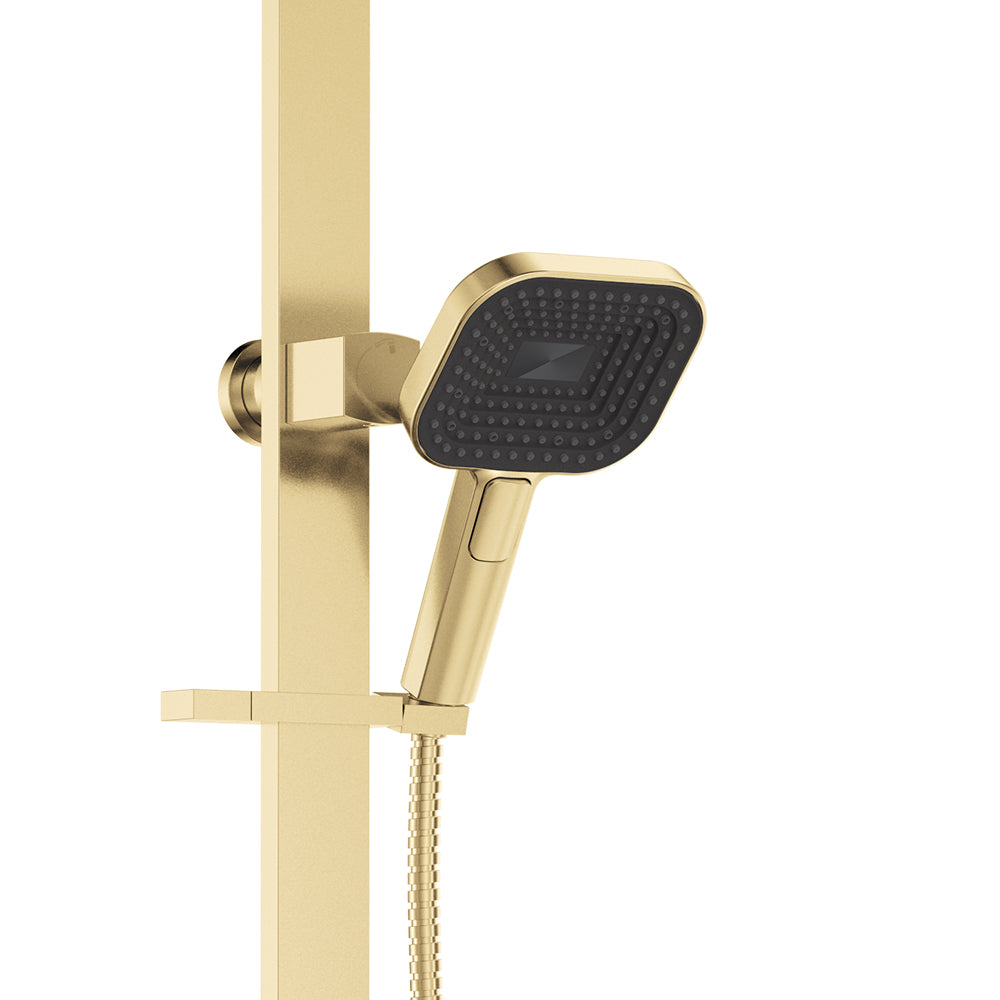 Fienza Kuro Deluxe Twin Shower Soft Square Head Urban Brass