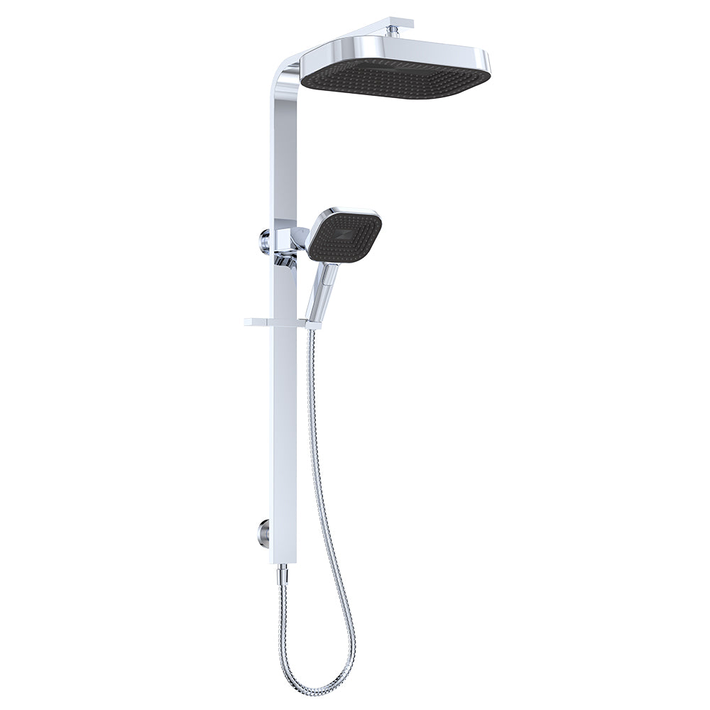 Fienza Kuro Deluxe Twin Shower Soft Square Head Chrome