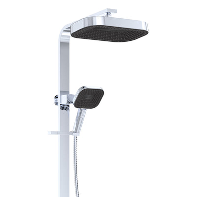 Fienza Kuro Deluxe Twin Shower Soft Square Head Chrome