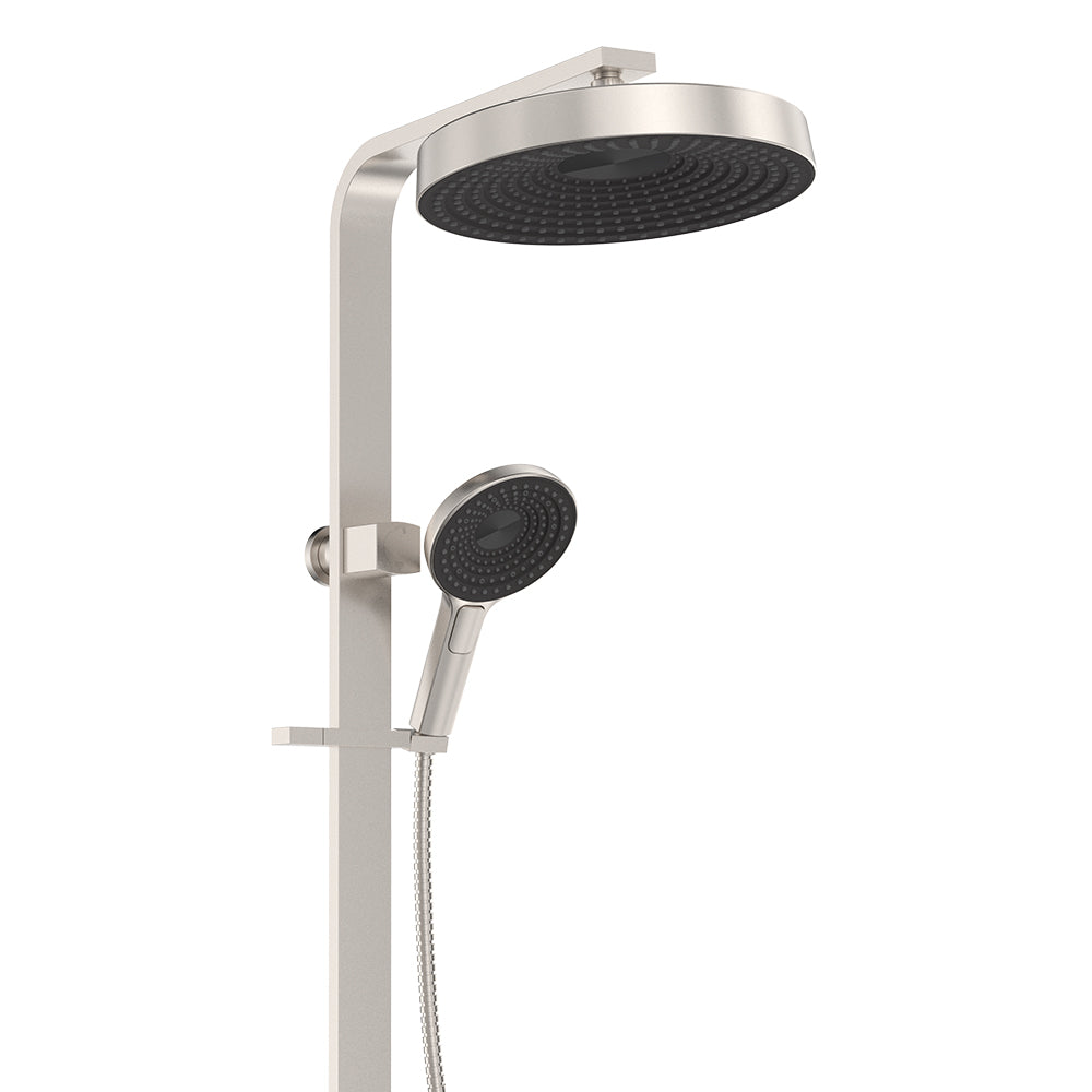 Fienza Kuro Deluxe Twin Shower Round Head Brushed Nickel