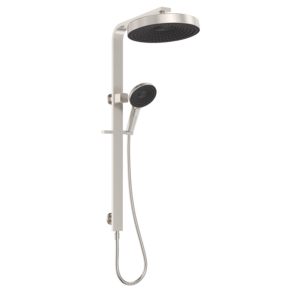 Fienza Kuro Deluxe Twin Shower Round Head Brushed Nickel