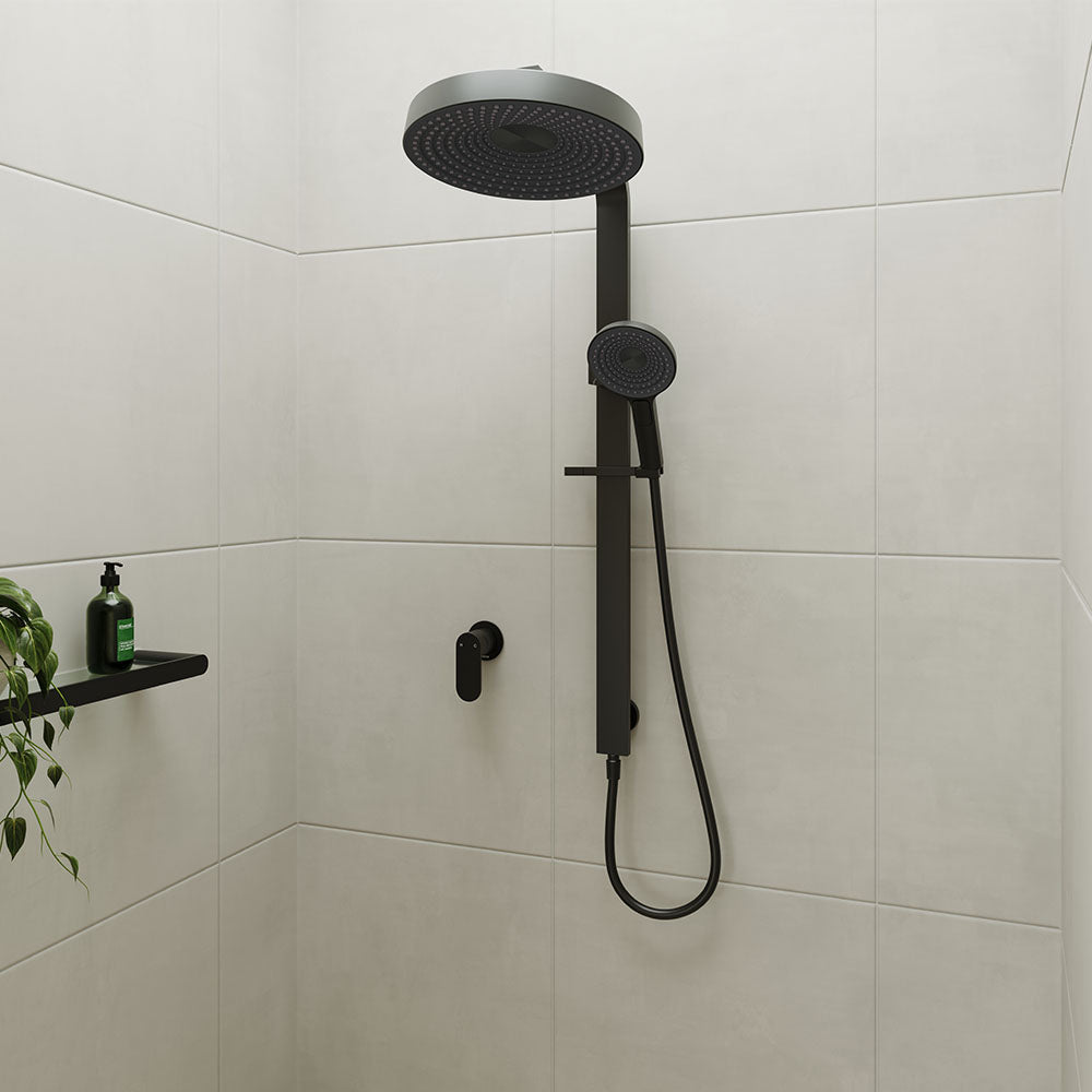 Fienza Kuro Deluxe Twin Shower Round Head Matte Black