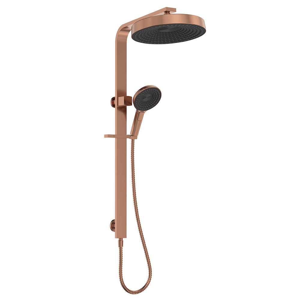 Fienza Kuro Deluxe Twin Shower Round Head Brushed Copper