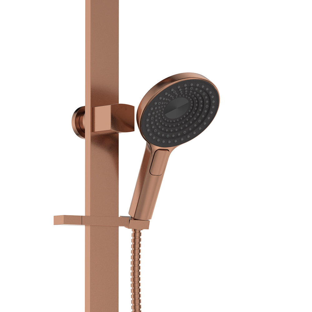 Fienza Kuro Deluxe Twin Shower Round Head Brushed Copper