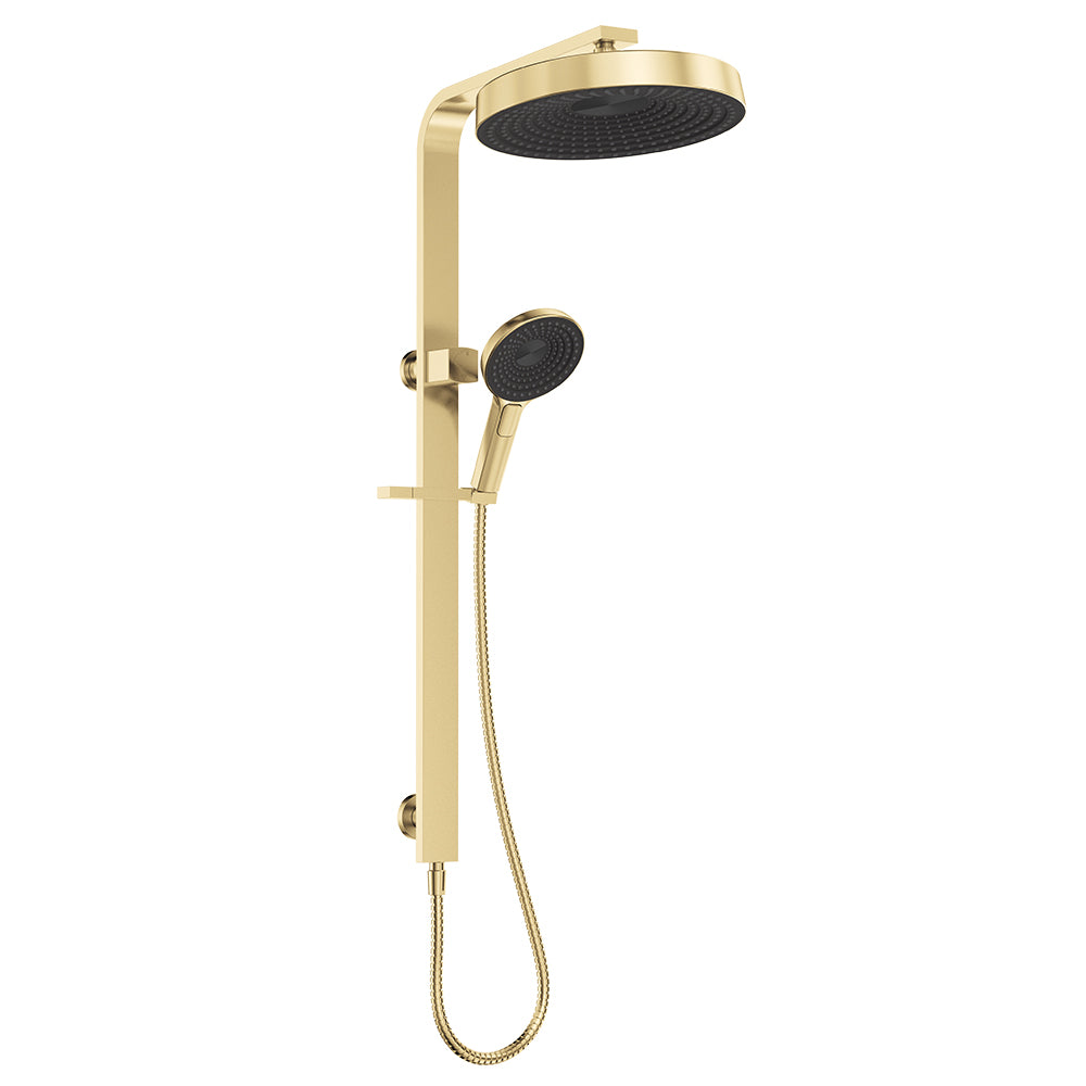 Fienza Kuro Deluxe Twin Shower Round Head Urban Brass