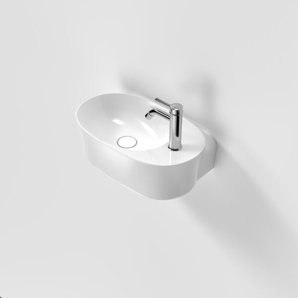 Caroma Riviere Hand Wall Basin - 1 Tap Hole -  White