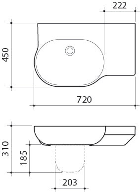 Caroma Opal 720 Wall Basin Right Hand Shelf