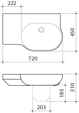 Caroma Opal 720 Wall Basin Left Hand Shelf