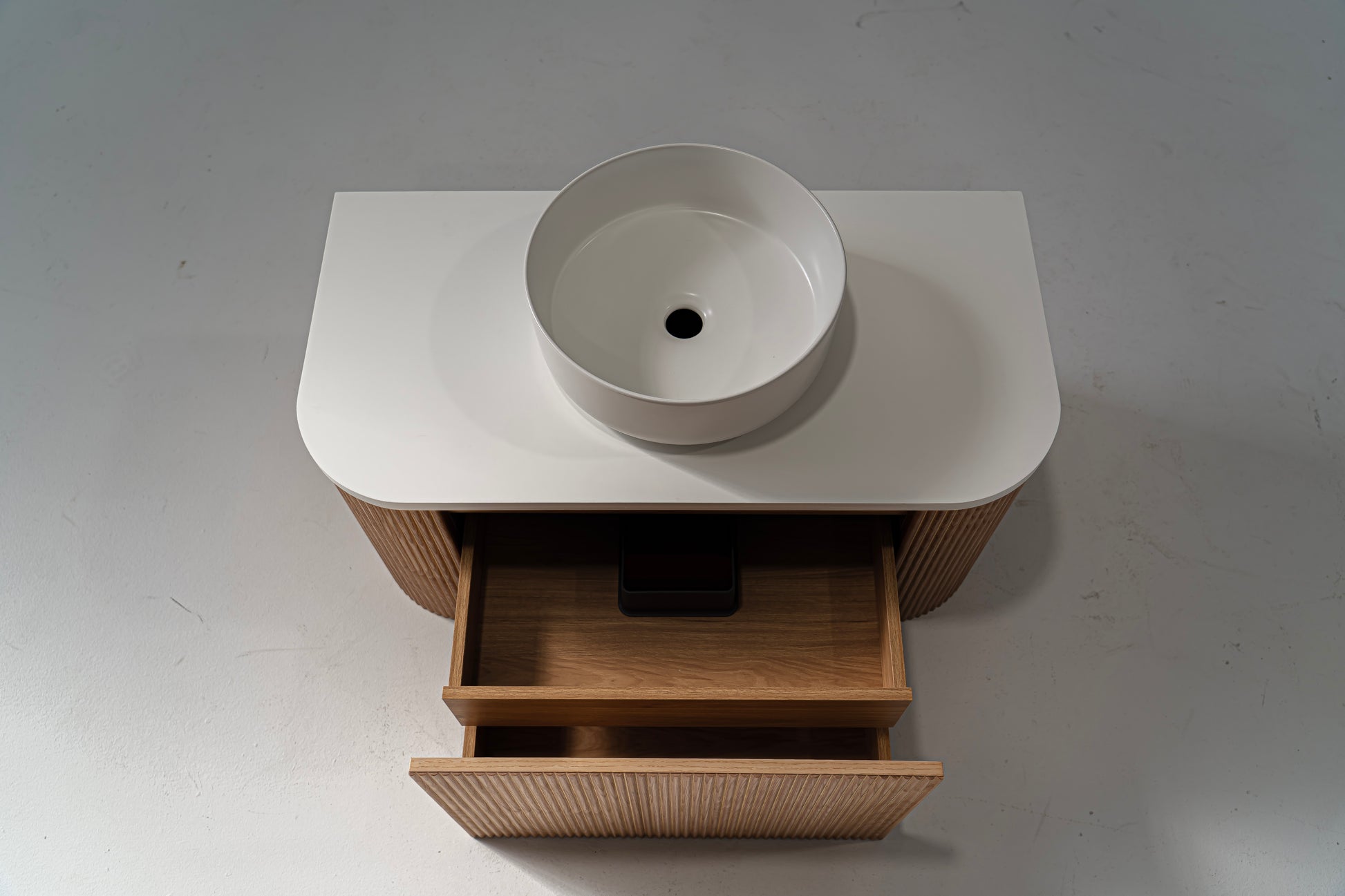 Portofino Oak Flute Vanity Unit