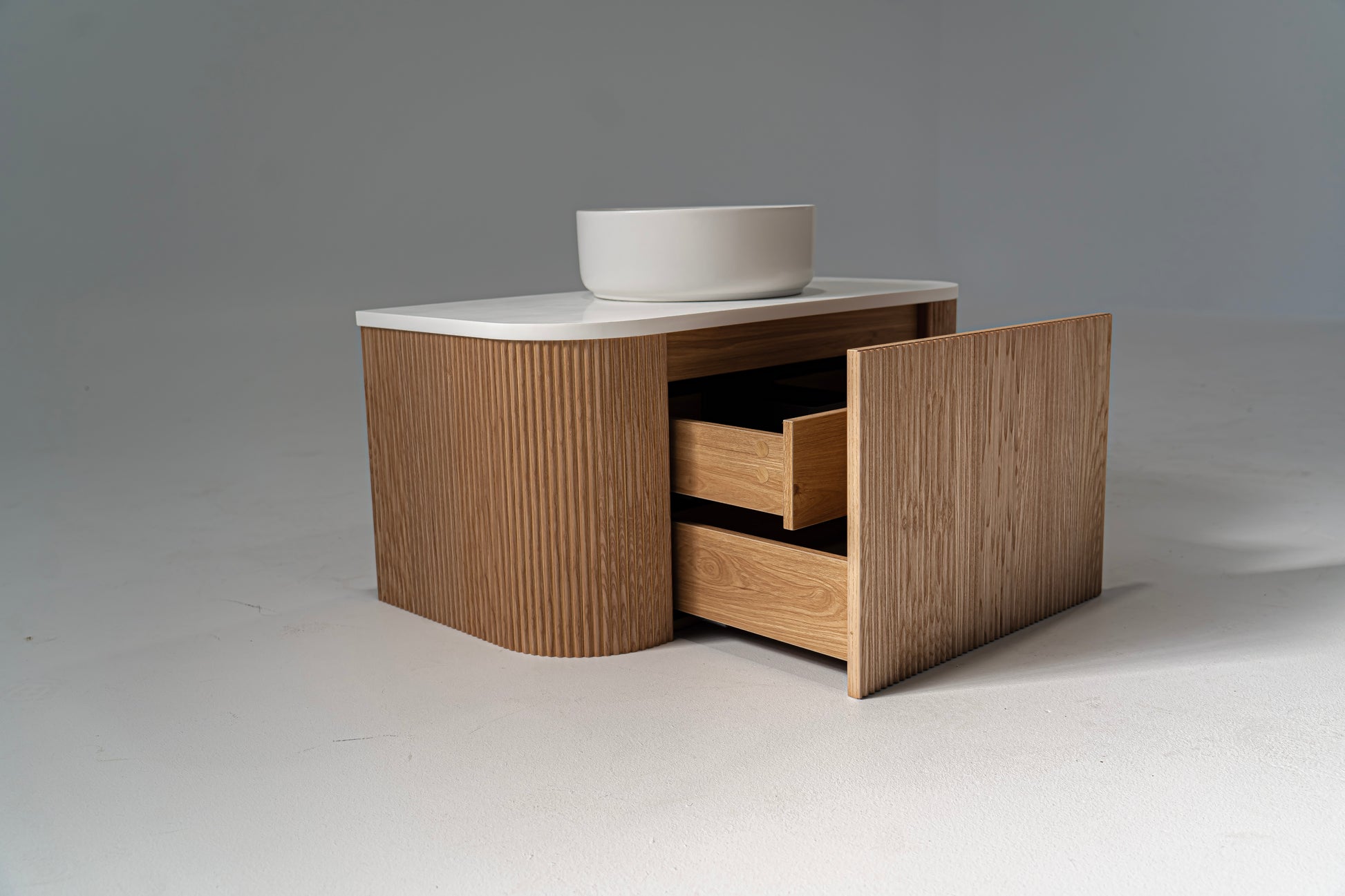 Portofino Oak Flute Vanity Unit