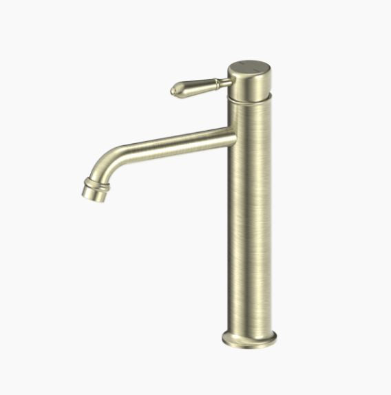 NERO YORK STRAIGHT TALL BASIN MIXER WITH METAL LEVER
