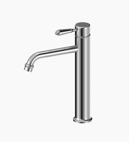 NERO YORK STRAIGHT TALL BASIN MIXER WITH METAL LEVER