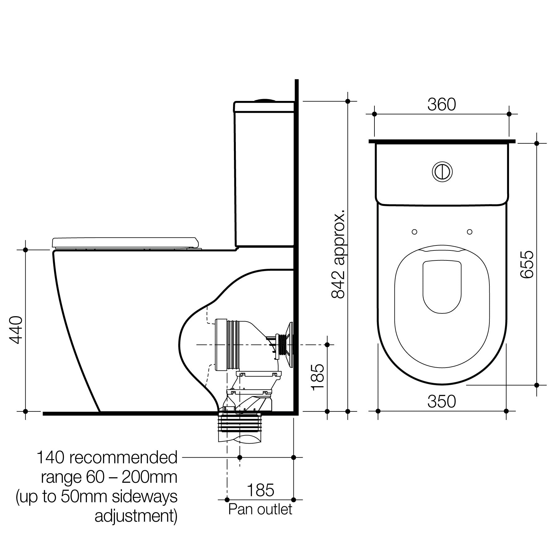 Caroma Urbane II Cleanflush Wall Face Close Coupled Toilet