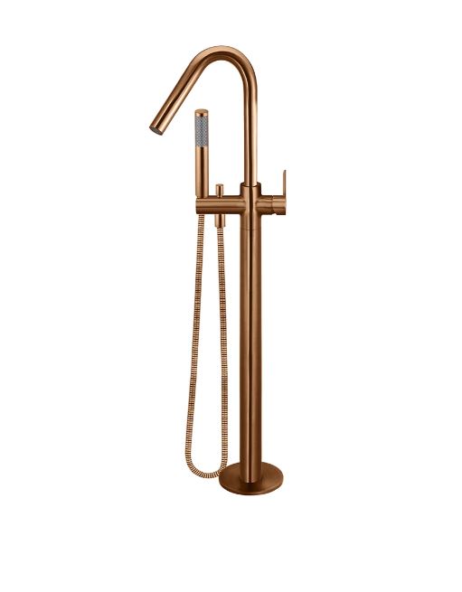 Meir Round Paddle Freestanding Bath Spout and Hand Shower Lustre Bronze