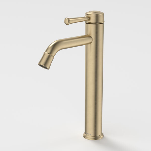 Caroma Riviere Tower Basin Mixer - Brushed Brass
