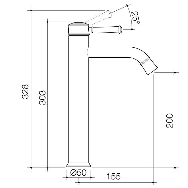 Caroma Riviere Tower Basin Mixer - Brushed Brass