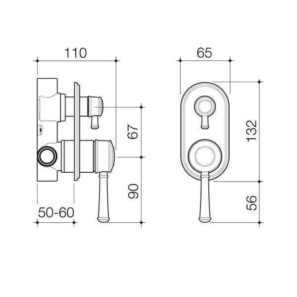 Caroma Riviere Bath/Shower Mixer with Diverter - Chrome