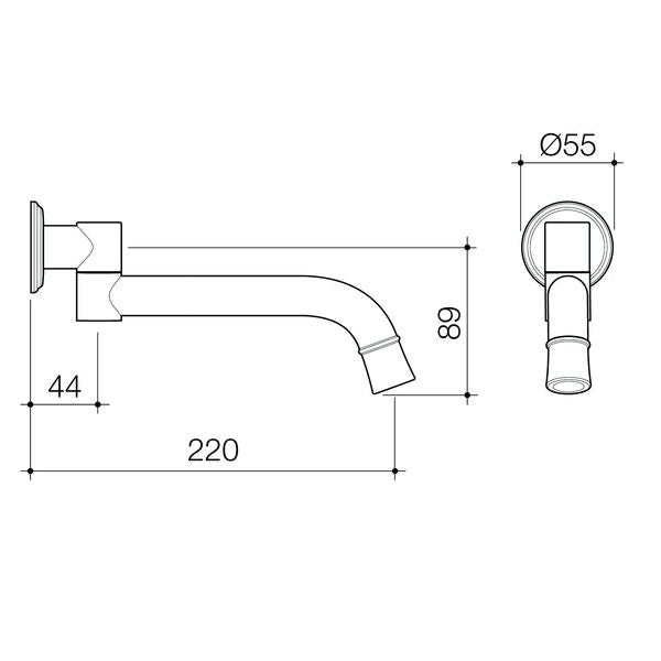 Caroma Riviere Swivel Bath Outlet 220mm - Brushed Bronze