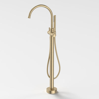 Caroma Riviere Freestanding Bath Filler with Handshower - Brushed Brass